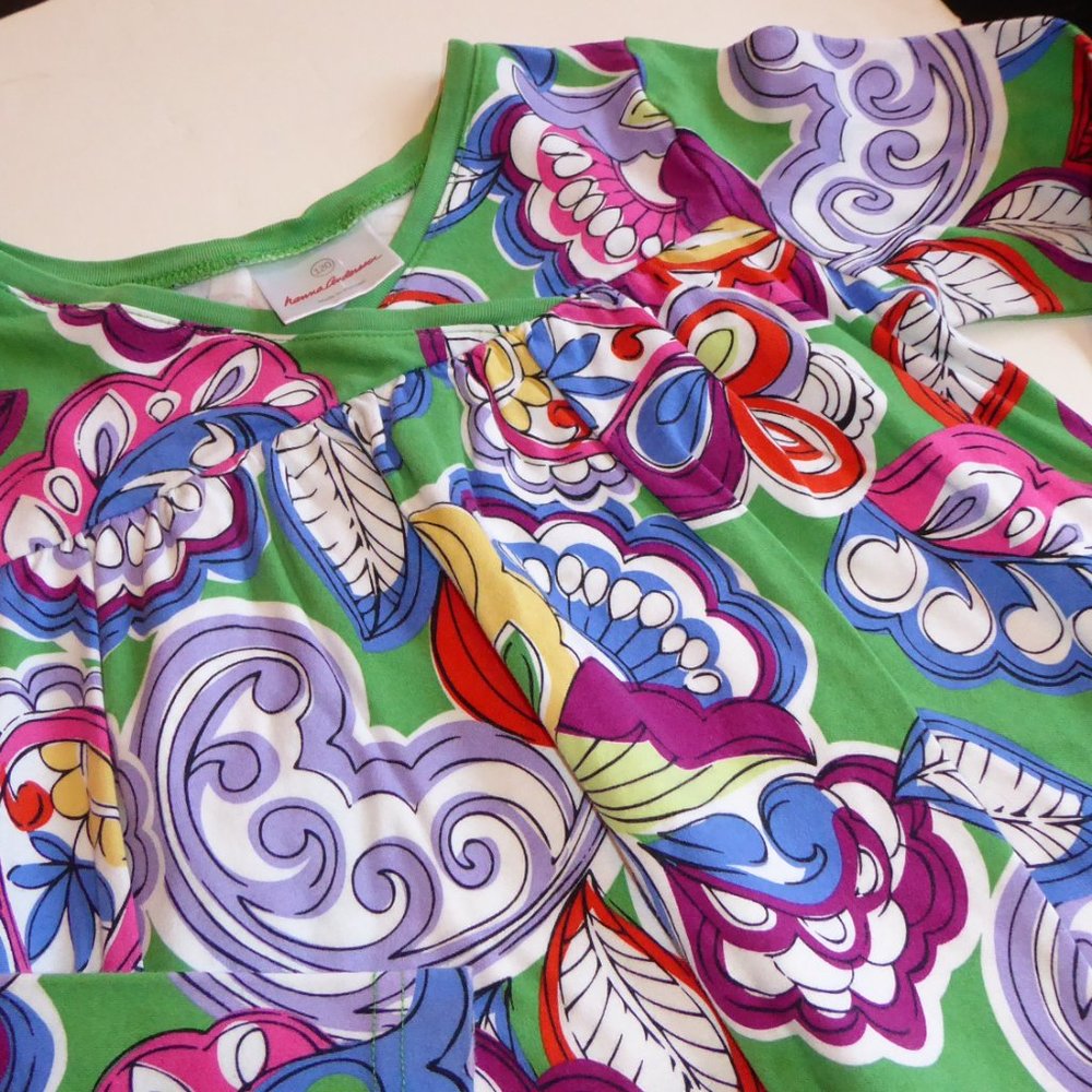 Hanna Andersson Vintage Girl Colorful Mod 70s Paisley Print Dress Size 120 - 6/7